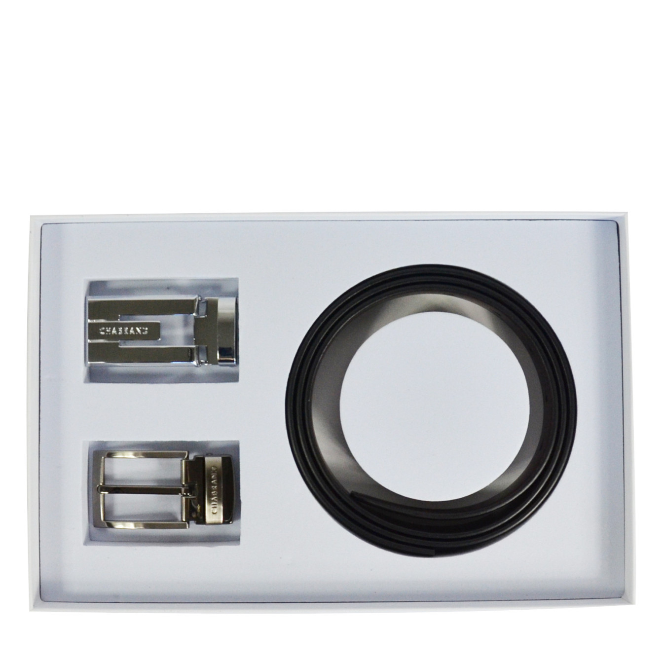 Chabrand Reversible Leather Belt Set 89147 Black