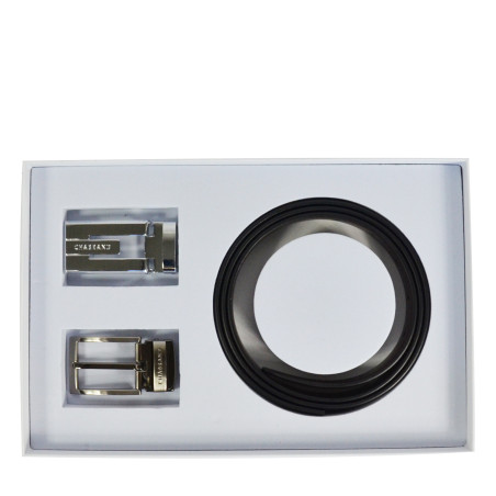Chabrand Reversible Leather Belt Set 89147 Black