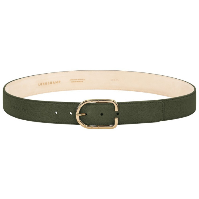 Longchamp Le Foulonné Belt for Women, Calfskin Leather, Khaki