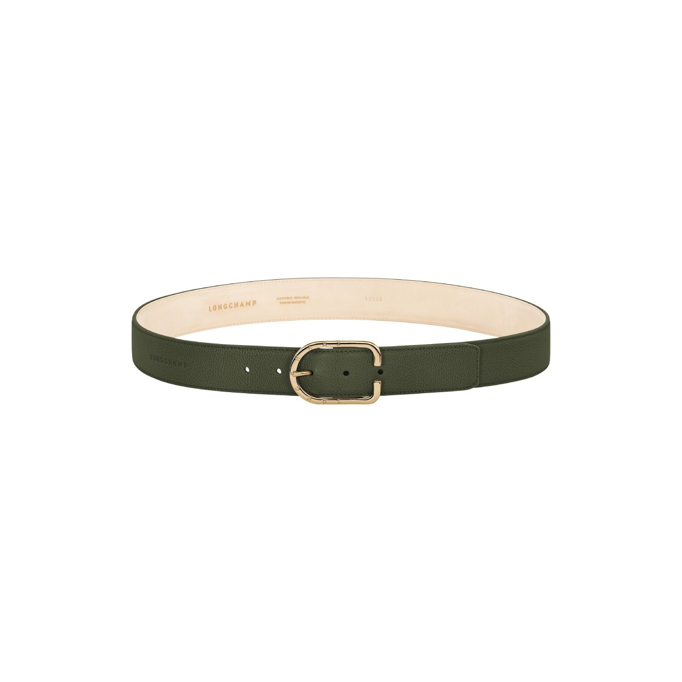 Longchamp Le Foulonné Belt for Women, Calfskin Leather, Khaki