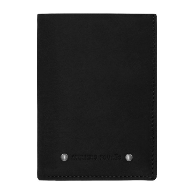 Ateliers Fourès Baroudeur European Double Flap Wallet Achille Black