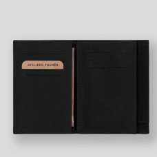 Ateliers Fourès Baroudeur European Double Flap Wallet Achille Black