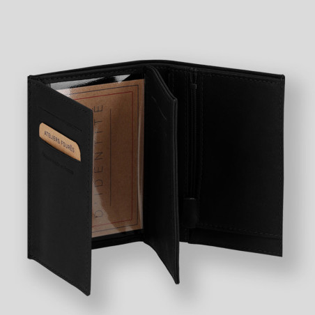Ateliers Fourès Baroudeur European Double Flap Wallet Achille Black