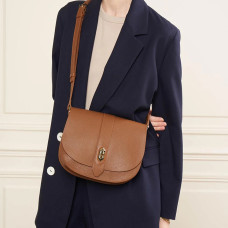 Lancaster Top Double Crossbody Bag with Flap 470-61 Camel In Orange
