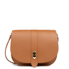 Lancaster Top Double Crossbody Bag with Flap 470-61 Camel In Orange