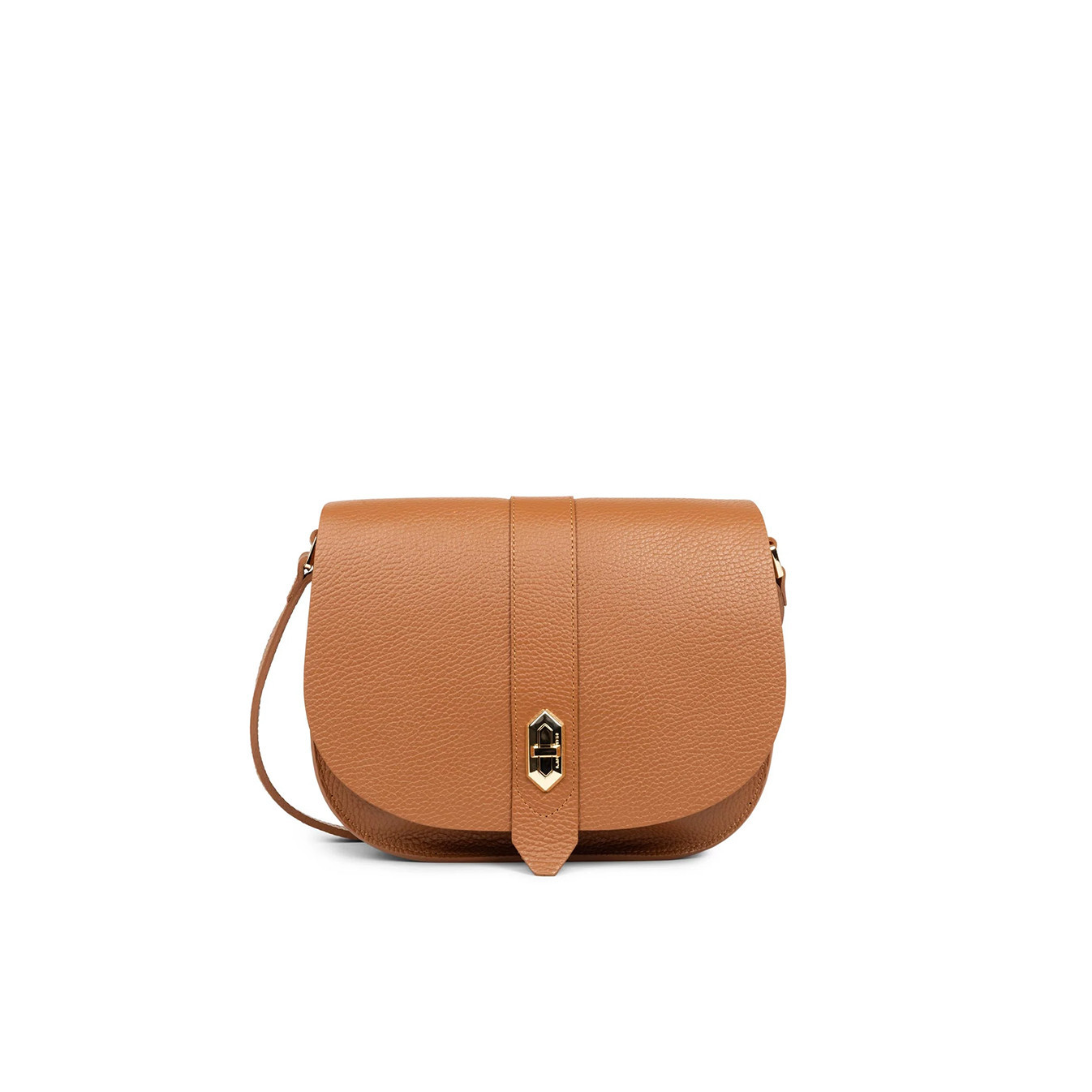 Lancaster Top Double Crossbody Bag with Flap 470-61 Camel In Orange