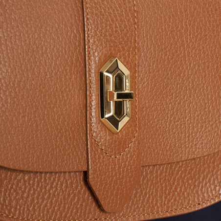 Lancaster Top Double Crossbody Bag with Flap 470-61 Camel In Orange