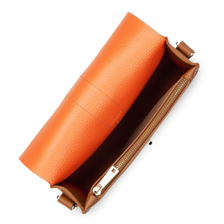 Lancaster Top Double Crossbody Bag with Flap 470-61 Camel In Orange