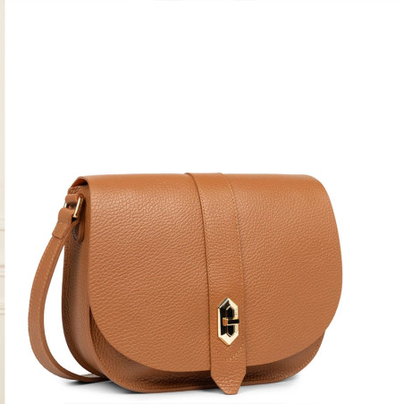 Lancaster Top Double Crossbody Bag with Flap 470-61 Camel In Orange