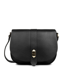 Lancaster Top Double Crossbody Bag with Flap 470-61 Black in Nude