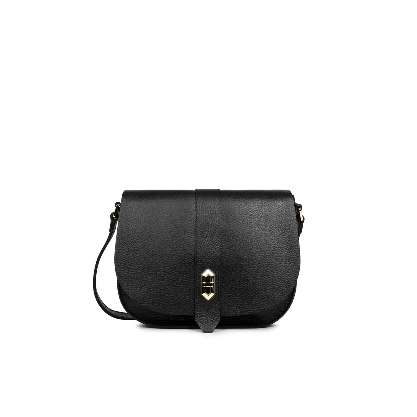 Lancaster Top Double Crossbody Bag with Flap 470-61 Black in Nude
