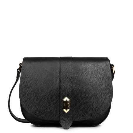 Lancaster Top Double Crossbody Bag with Flap 470-61 Black in Nude