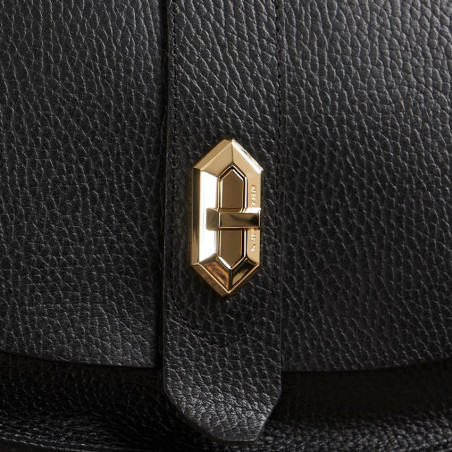 Lancaster Top Double Crossbody Bag with Flap 470-61 Black in Nude