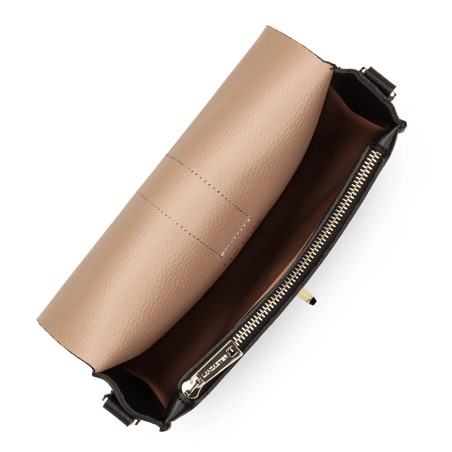 Lancaster Top Double Crossbody Bag with Flap 470-61 Black in Nude
