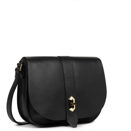 Lancaster Top Double Crossbody Bag with Flap 470-61 Black in Nude