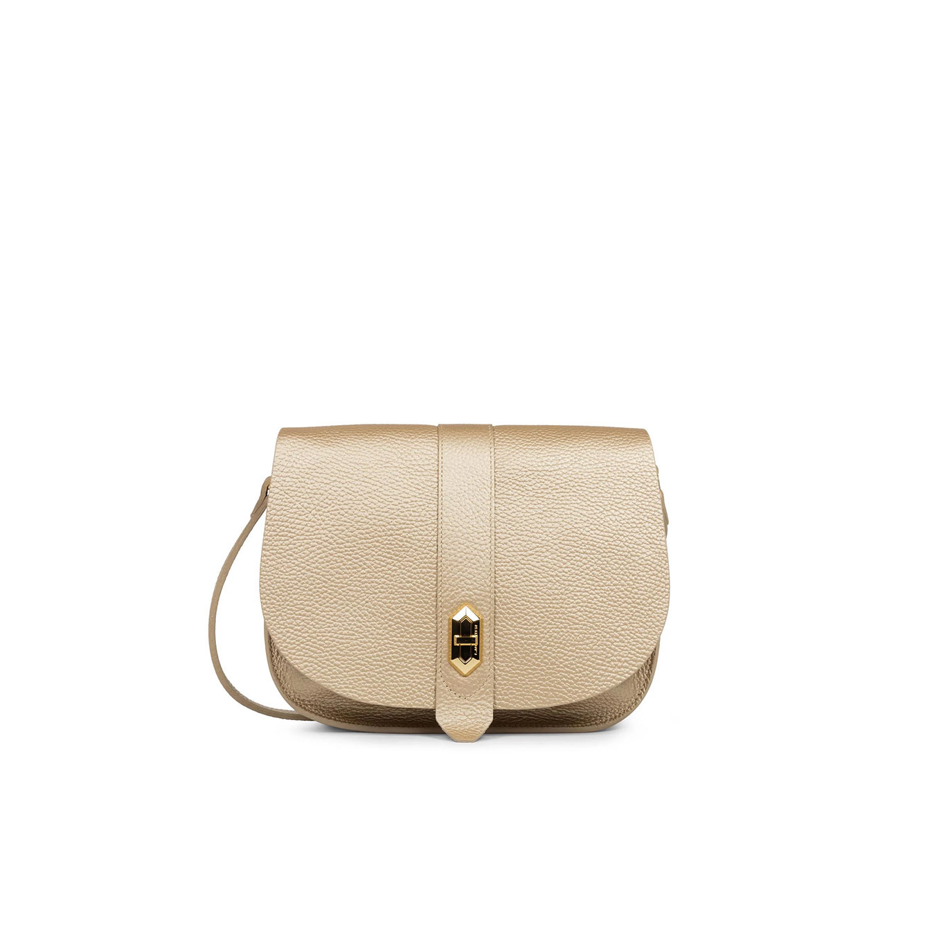 Lancaster Top Double Shoulder Bag with Flap 470-61 Pale Gold