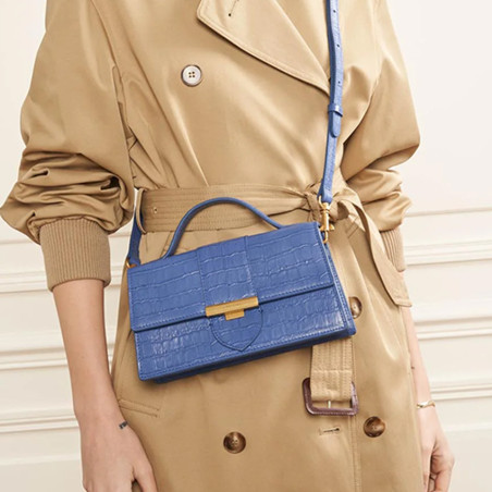 Lancaster Croco Ily Baguette Handbag Crocodile Leather 531-013 Blue