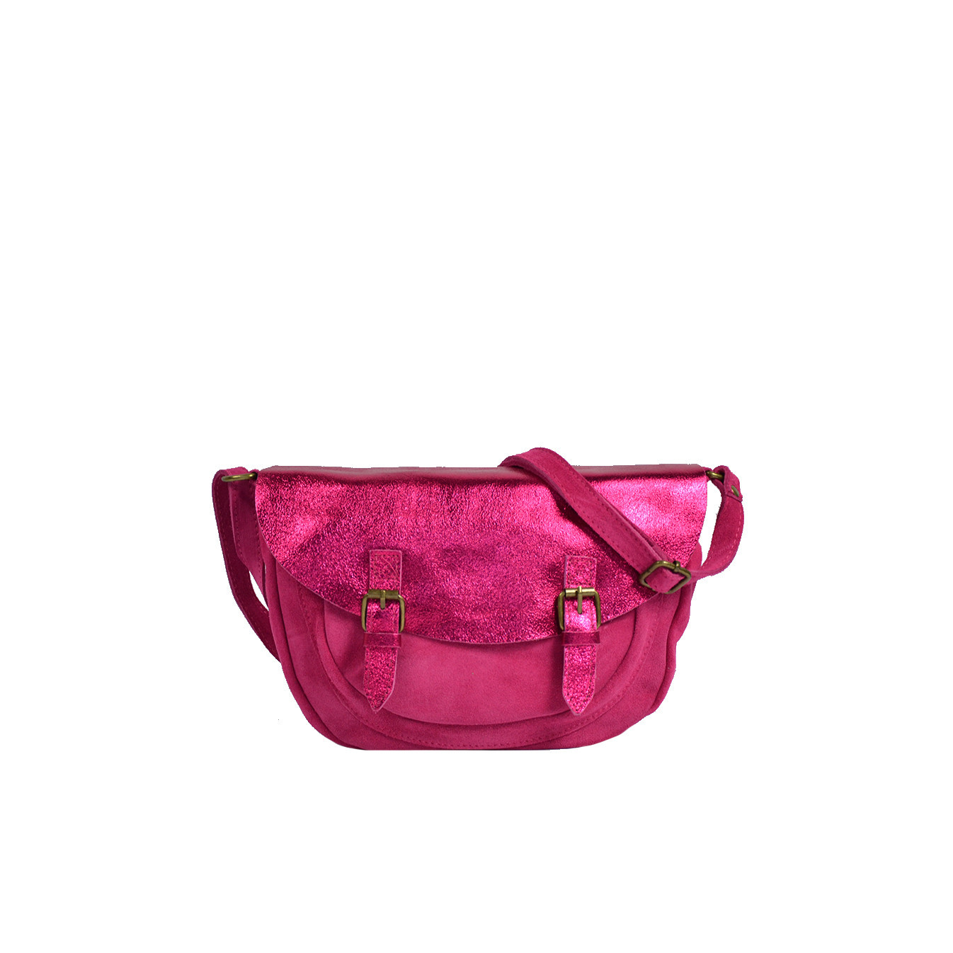 Farfouillette Shoulder Bag Rounded Leather 3026 Fuchsia