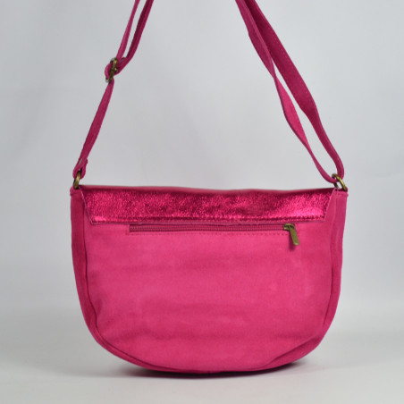 Farfouillette Shoulder Bag Rounded Leather 3026 Fuchsia