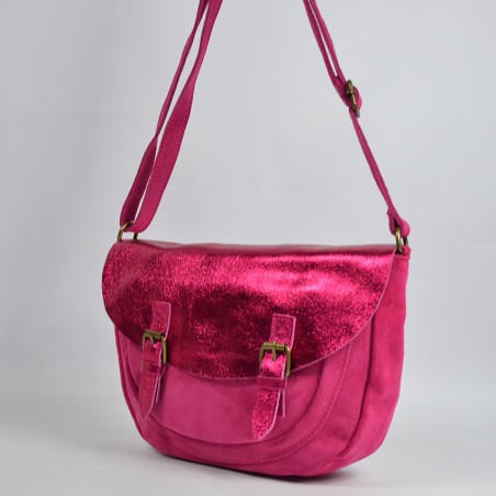 Farfouillette Shoulder Bag Rounded Leather 3026 Fuchsia