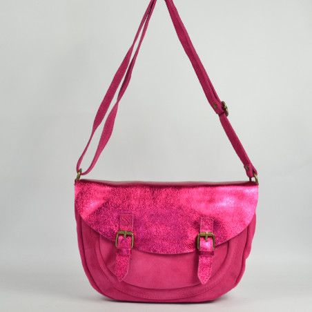 Farfouillette Shoulder Bag Rounded Leather 3026 Fuchsia