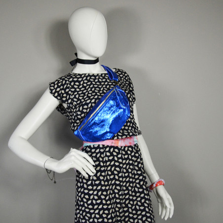 Shiny Cuir Banane Farfouillette Bag 2112 Cobalt