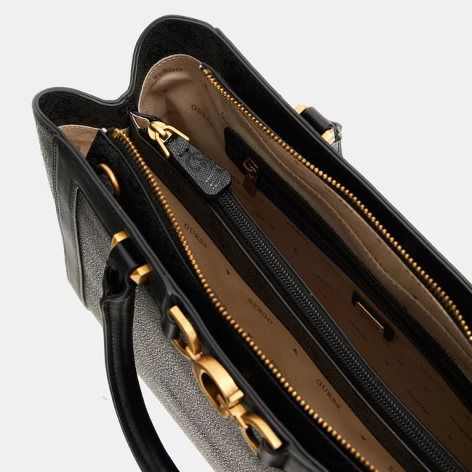 Sac à Main GUESS Gris Logo Coal - Neuf Sans étiquettes, Polyuréthane, Zip