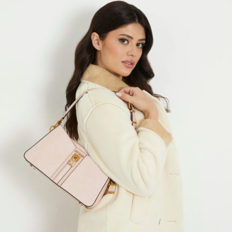 Guess Ginevra Shoulder Bag Croco Effect Light Rose