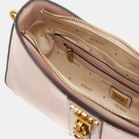 Guess Ginevra Shoulder Bag Croco Effect Light Rose