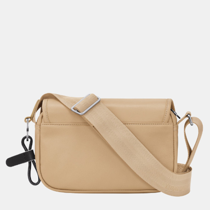 Sac Besace En Cuir Beige Clair TEXIER - Bandoulière, Occasion Très Bon état
