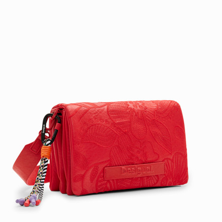 Desigual Alpha Sac à Bandoulière Brodé Carmin cote