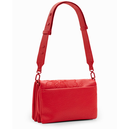 Desigual Alpha Embroidered Shoulder Bag in Carmine