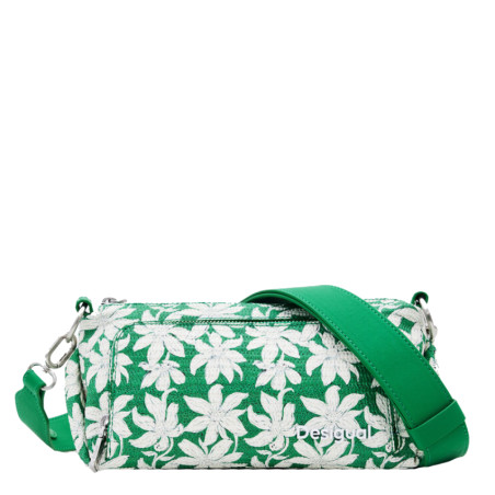 Desigual Viceversa Sac Bandoulière Texturé Fleurs Verde Selva