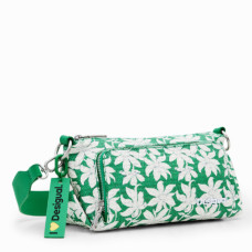 Desigual Viceversa Textured Shoulder Bag Flowers Verde Selva