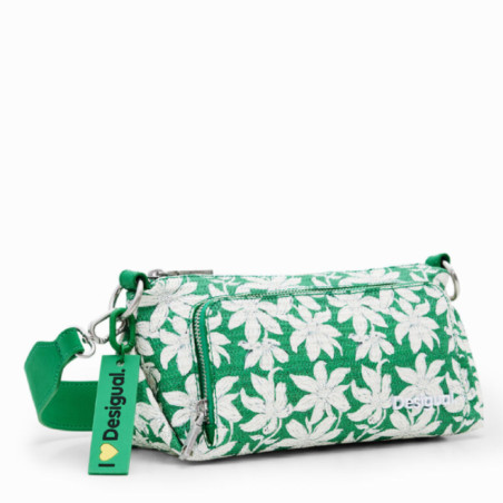 Desigual Viceversa Textured Shoulder Bag Flowers Verde Selva