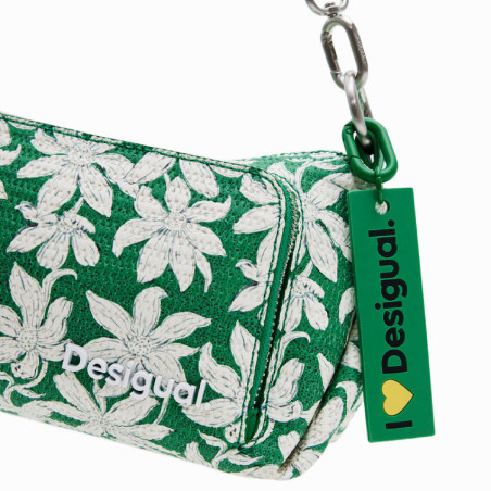 Desigual Viceversa Sac Bandoulière Texturé Fleurs Verde Selva détails