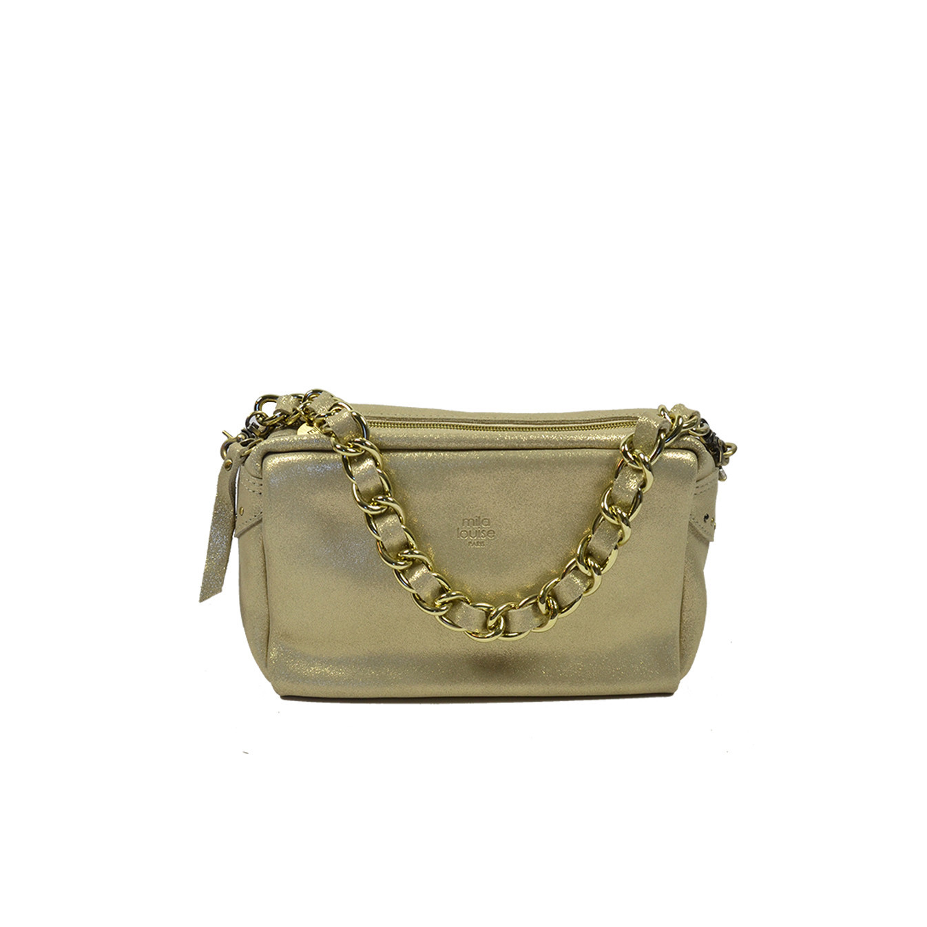 Mila Louise Mama X Sparkle Leather Trotter Bag Opal