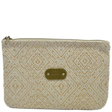 Mila Louise Poch GM LOS Bag and Cosmetic Pouch Diamond Pattern Khaki