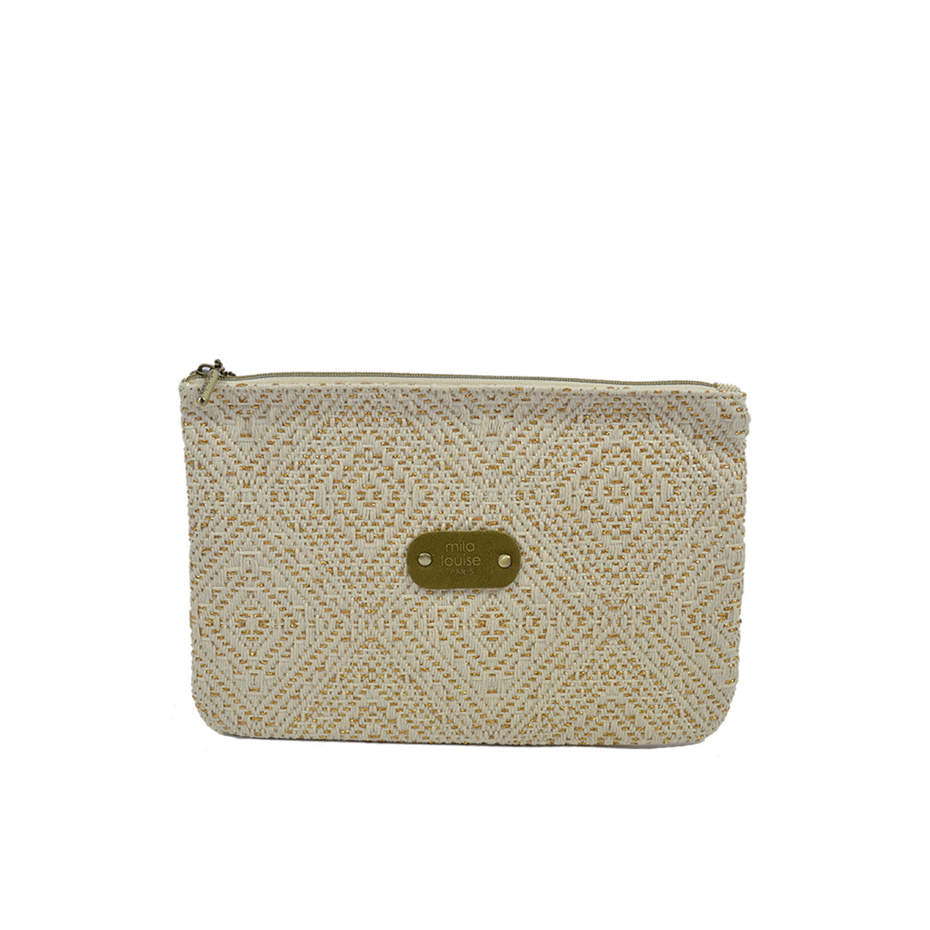 Mila Louise Poch GM LOS Bag and Cosmetic Pouch Diamond Pattern Khaki