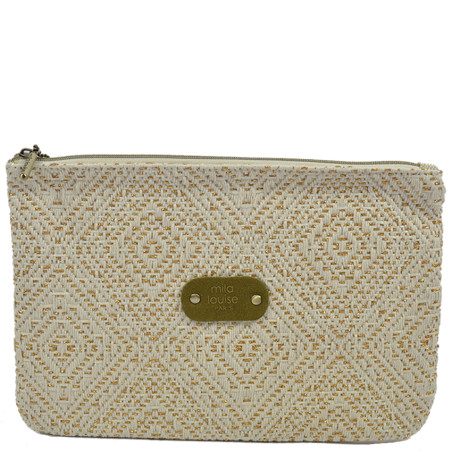 Mila Louise Poch GM LOS Bag and Cosmetic Pouch Diamond Pattern Khaki