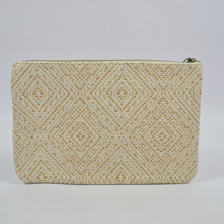 Mila Louise Poch GM LOS Bag and Cosmetic Pouch Diamond Pattern Khaki