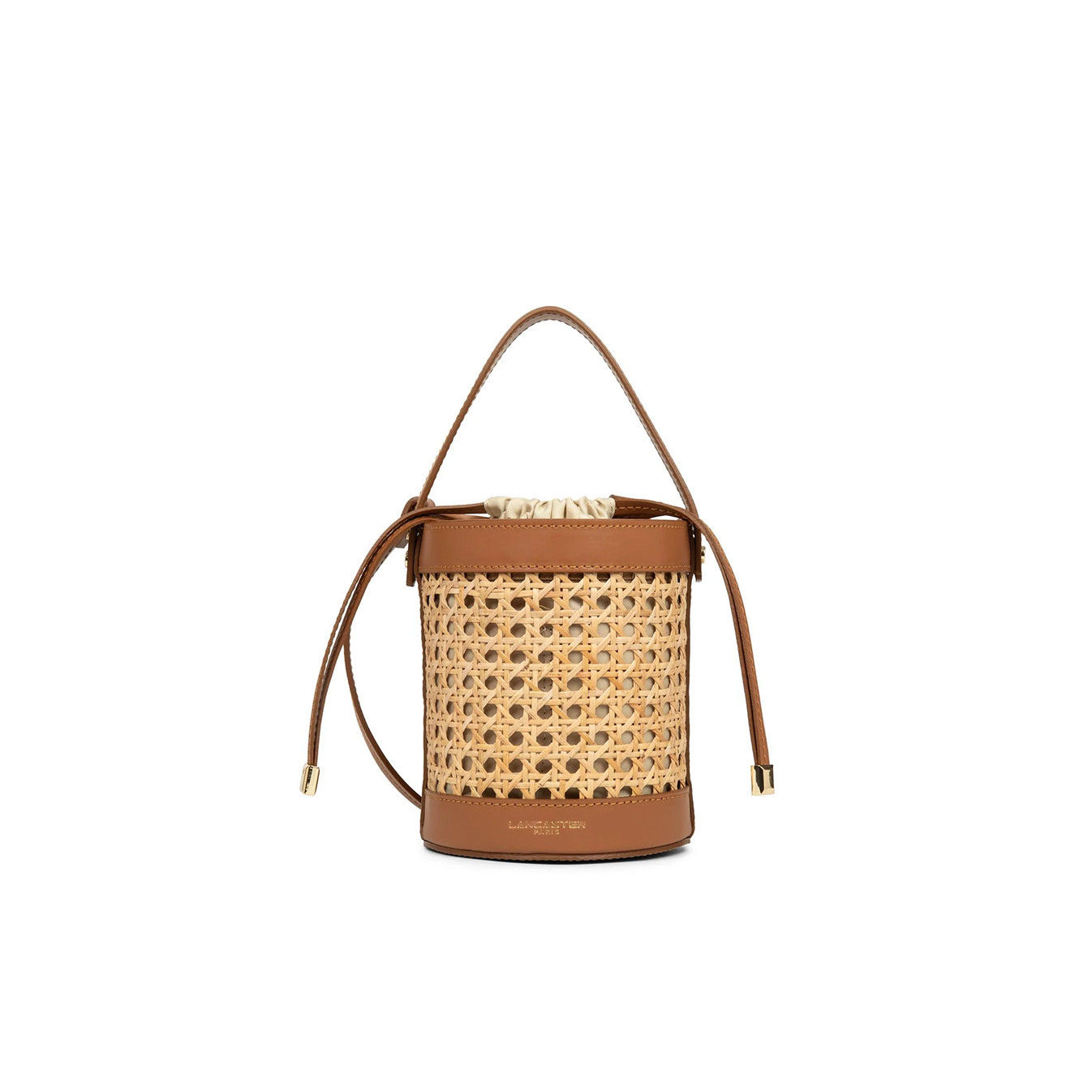 Lancaster Wicker Mini Bucket Bag 480-110-Camel