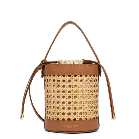 Lancaster Wicker Mini Bucket Bag 480-110-Camel