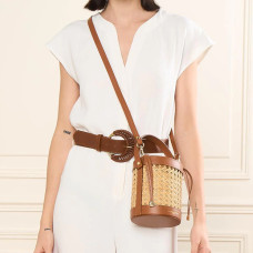 Lancaster Wicker Mini Bucket Bag 480-110-Camel