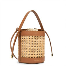 Lancaster Wicker Mini Bucket Bag 480-110-Camel