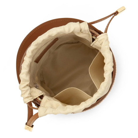 Lancaster Wicker Mini Bucket Bag 480-110-Camel