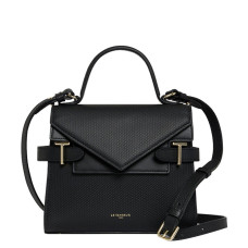 Le Tanneur Emilie Small Black Leather Double flap Handbag