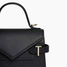 Le Tanneur Emilie Small double flap leather handbag Black