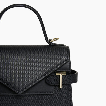 Le Tanneur Emilie Small double flap leather handbag Black