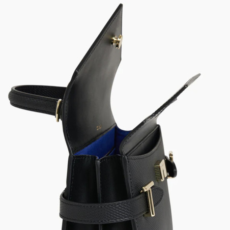 Le Tanneur Emilie Small double flap leather handbag Black